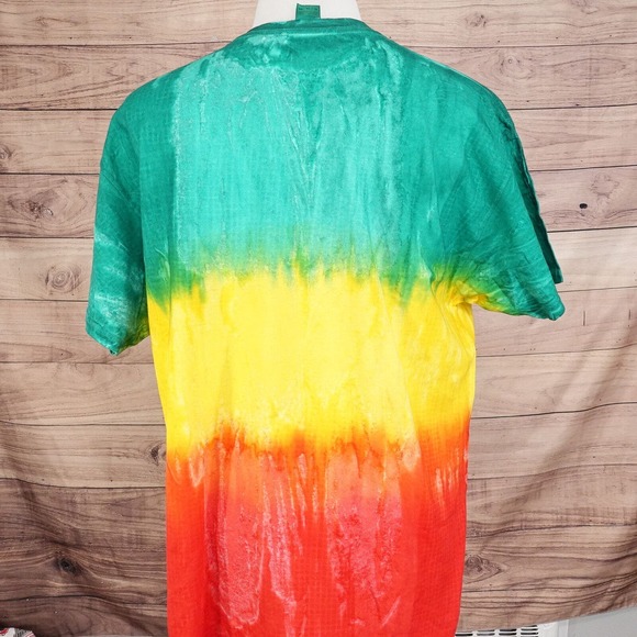 COLORTONE RASTA TIE DYE GREEN YELLOW RED BLANK T-SHIRT SIZE XL - Picture 3 of 5